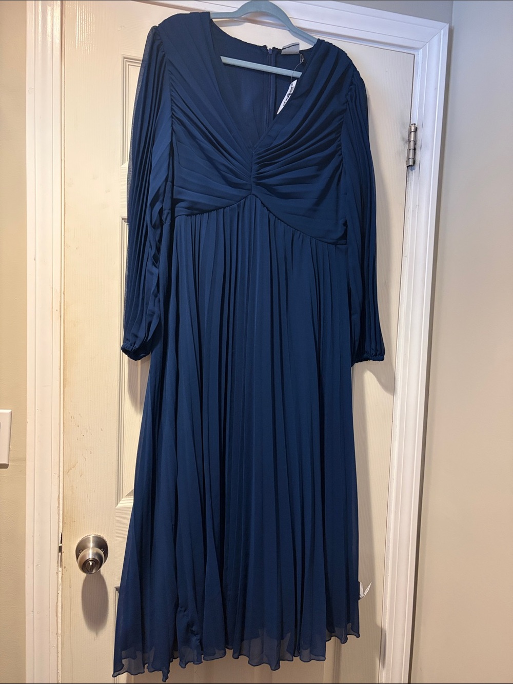 Asos Chiffon Pleasted Dress in Blue 14